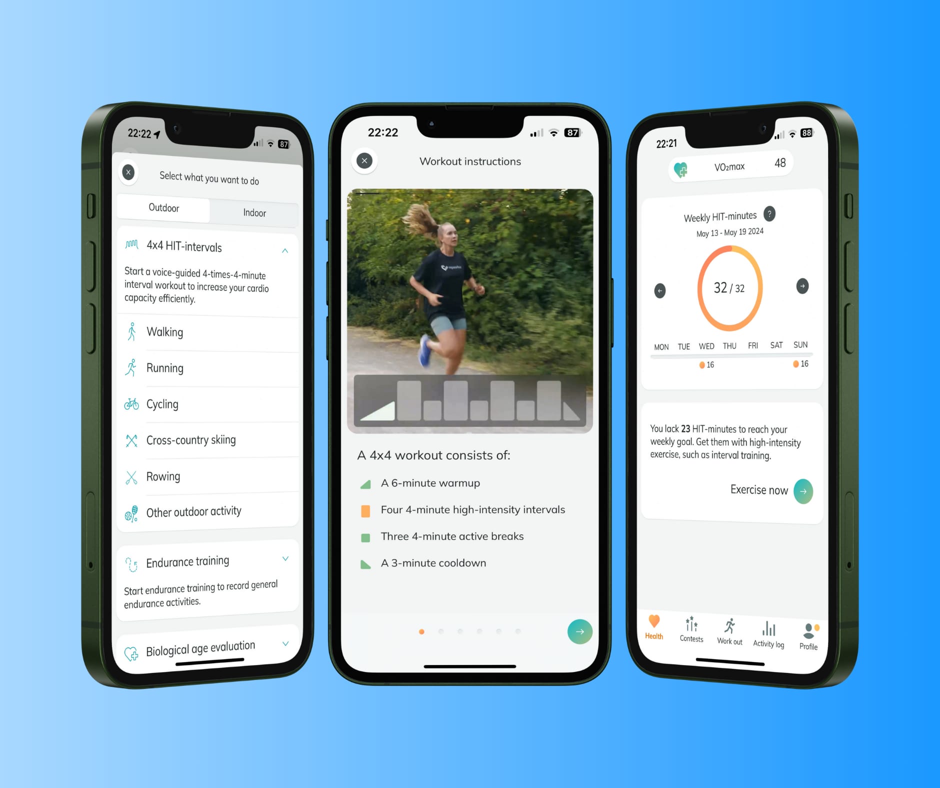 Skjermbilder fra Myworkout GO-appen