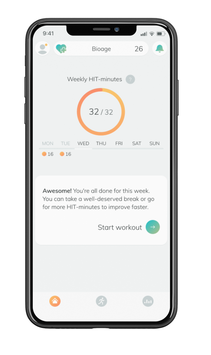 Myworkout GO shown on an iPhone